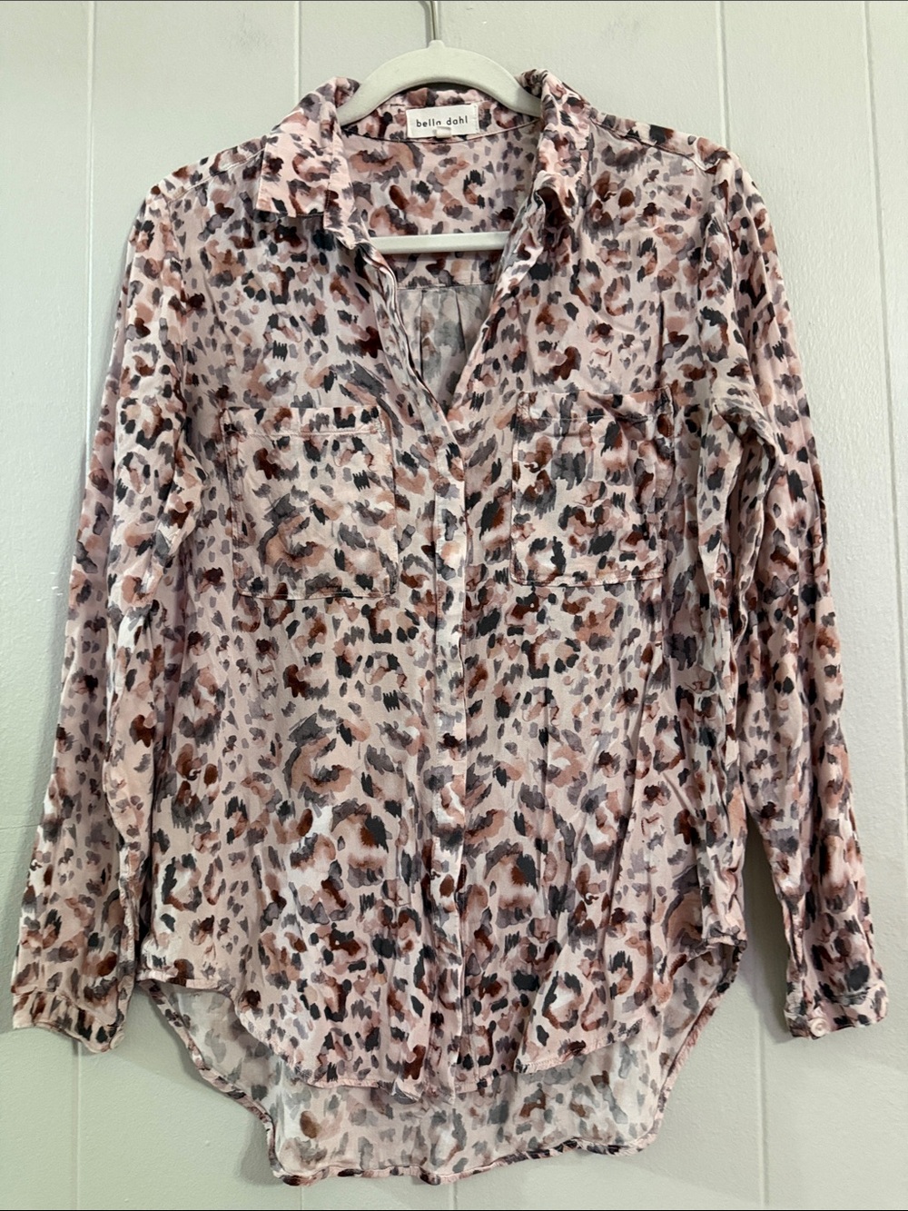 Bella Dahl Pink & Brown Leopard Print Button-Down Shirt